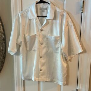 White Short Sleeve Button-Up Shirt